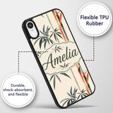 Artistic Bamboo Leaves and Stems Printed Design Custom Name Protective Phone Case Mobile Cover Durable Everyday Smartphone Shock Resistant