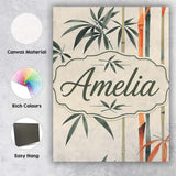 Personalised Name Artistic Bamboo Leaves Custom  Unique Gift Idea Elegant Feature Canvas Wall Art Print Decor Picture Ready to Hang