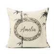 Custom Name Traditional Ink Bamboo Branch on Textured Background Square Filled Cushion Throw Pillow Sofa Bed Home Decor Zip Washable UK Made