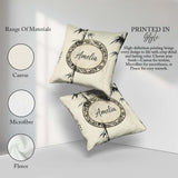 Custom Name Traditional Ink Bamboo Branch on Textured Background Square Filled Cushion Throw Pillow Sofa Bed Home Decor Zip Washable UK Made