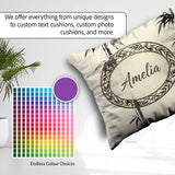 Custom Name Traditional Ink Bamboo Branch on Textured Background Square Filled Cushion Throw Pillow Sofa Bed Home Decor Zip Washable UK Made