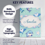 Personalised Name Cute Dolphin Stingray Starfish Cartoon Sea Life Custom  Bespoke Canvas Wall Art Print Decor Picture Ready to Hang