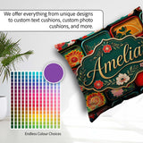 Custom Name Japanese Floral Bento Box Pattern Vibrant Decorative Square Filled Cushion Throw Pillow Sofa Bed Home Decor Zip Washable UK Made