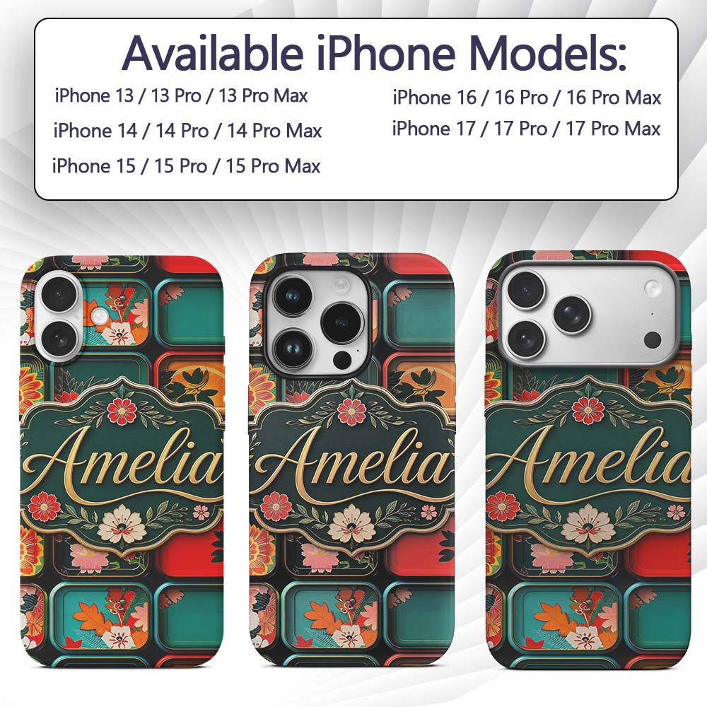 Japanese Floral Bento Box Lid Patterns Pattern Custom Name Protective Phone Case Mobile Cover Durable Everyday Smartphone Shock Resistant
