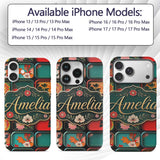 Japanese Floral Bento Box Lid Patterns Pattern Custom Name Protective Phone Case Mobile Cover Durable Everyday Smartphone Shock Resistant