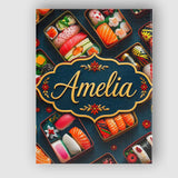 Personalised Name Assorted Sushi Bento Custom  Modern Room Accent Elegant Feature Canvas Wall Art Print Decor Picture Ready to Hang