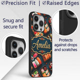 Assorted Sushi Bento Boxes with Fresh Ingredients Custom Name Protective Phone Case Mobile Cover Durable Everyday Smartphone Shock Resistant