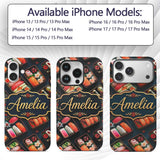 Assorted Sushi Bento Boxes with Fresh Ingredients Custom Name Protective Phone Case Mobile Cover Durable Everyday Smartphone Shock Resistant