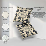 Custom Name Bonsai Tree Silhouettes in Pots on Beige Background Square Filled Cushion Throw Pillow Sofa Bed Home Decor Zip Washable UK Made