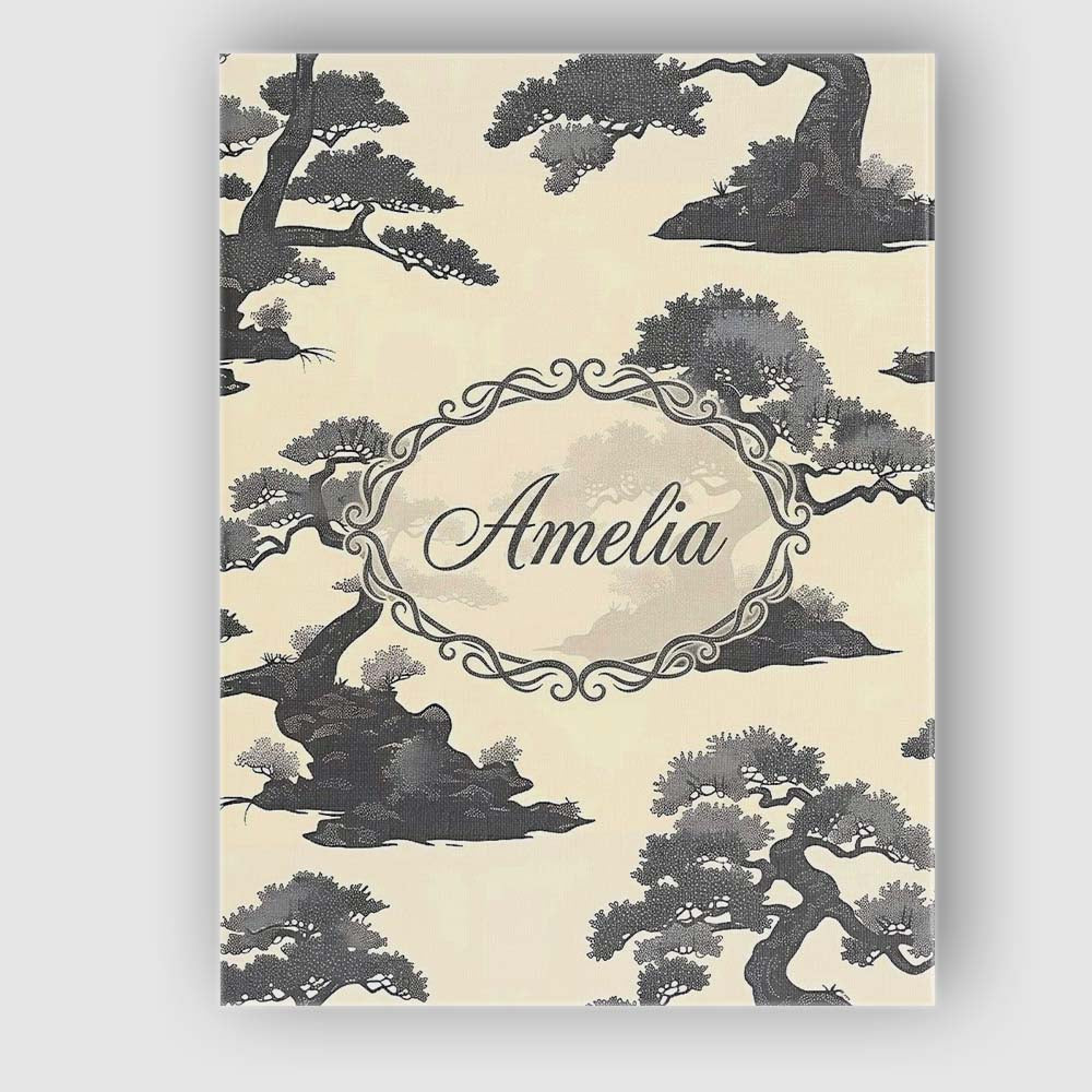 Personalised Name Elegant Bonsai Trees on Custom  Bespoke Decorative Contemporary Canvas Wall Art Print Decor Picture Ready to Hang