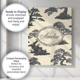 Personalised Name Elegant Bonsai Trees on Custom  Bespoke Decorative Contemporary Canvas Wall Art Print Decor Picture Ready to Hang