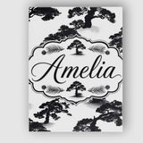 Personalised Name Bold Black Bonsai Tree Custom  Unique Gift Idea Elegant Feature Canvas Wall Art Print Decor Picture Ready to Hang