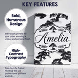 Personalised Name Bold Black Bonsai Tree Custom  Unique Gift Idea Elegant Feature Canvas Wall Art Print Decor Picture Ready to Hang