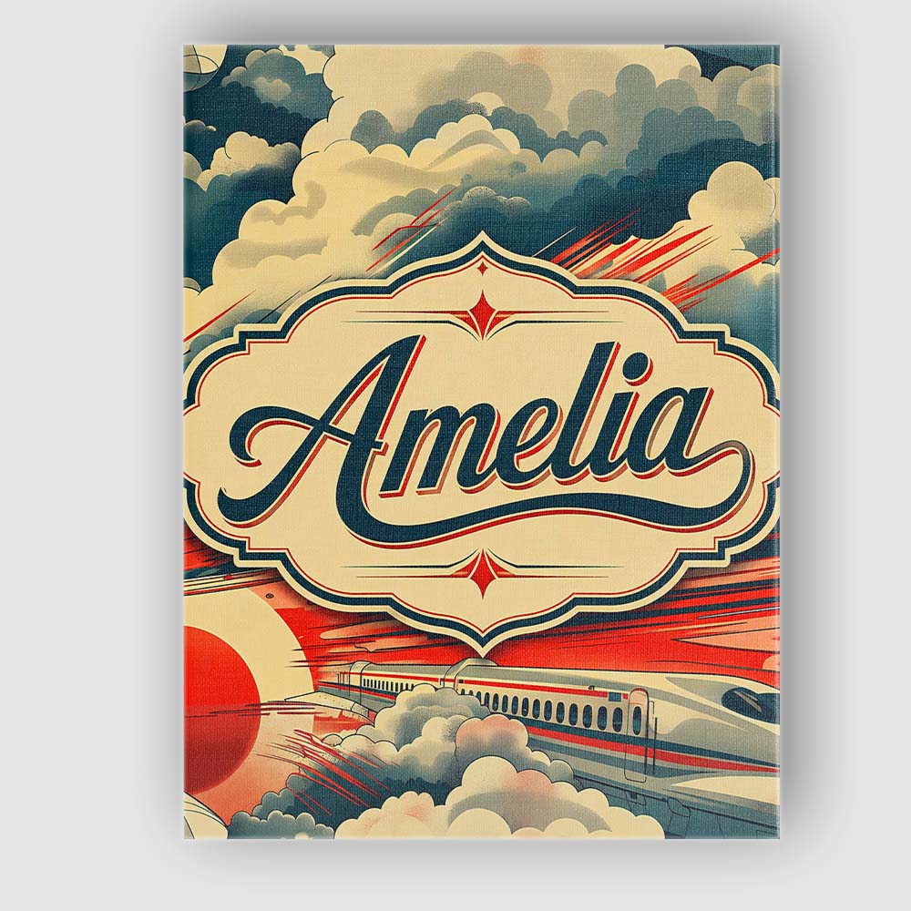 Personalised Name Stylized Fast Train Custom Modern Room Accent Creative Decorator Style Canvas Wall Art Print Decor Picture Ready to Hang