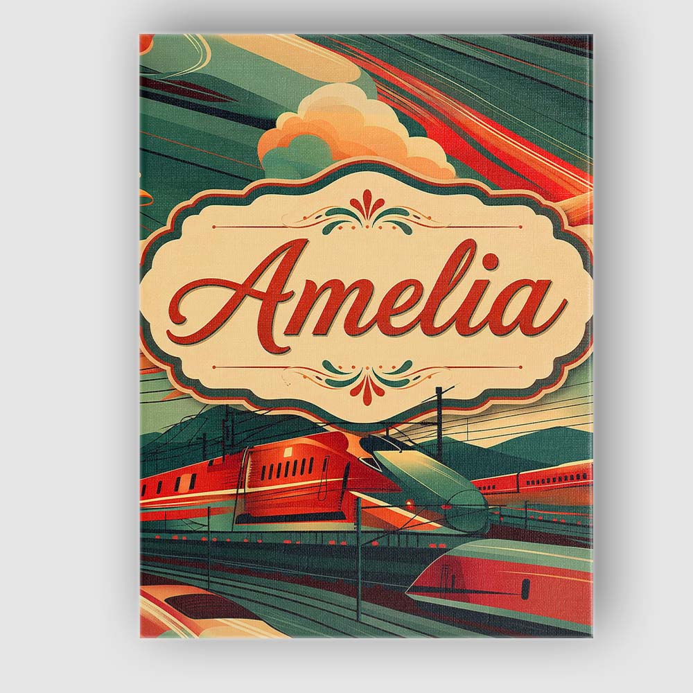 Personalised Name High Speed Train Landscape Custom Bespoke  Contemporary Display Canvas Wall Art Print Decor Picture Ready to Hang