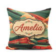 Custom Name High Speed Train Landscape with Power and Sunset Sky Square Filled Cushion Throw Pillow Sofa Bed Home Decor Zip Washable UK Made