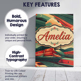 Personalised Name High Speed Train Landscape Custom Bespoke  Contemporary Display Canvas Wall Art Print Decor Picture Ready to Hang