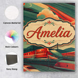Personalised Name High Speed Train Landscape Custom Bespoke  Contemporary Display Canvas Wall Art Print Decor Picture Ready to Hang