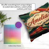 Custom Name High Speed Train Landscape with Power and Sunset Sky Square Filled Cushion Throw Pillow Sofa Bed Home Decor Zip Washable UK Made