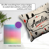 Custom Name Traditional Japanese Tools and Brush Strokes Layout Square Filled Cushion Throw Pillow Sofa Bed Home Decor Zip Washable UK Made
