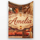 Japanese Capsule Bedroom Interior with Warm Lighting Modern Living  Personalised Custom Name Super Soft Fleece Blanket Bed Sofa Throw