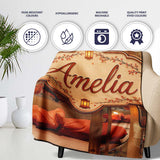 Japanese Capsule Bedroom Interior with Warm Lighting Modern Living  Personalised Custom Name Super Soft Fleece Blanket Bed Sofa Throw