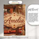 Japanese Capsule Bedroom Interior with Warm Lighting Modern Living  Personalised Custom Name Super Soft Fleece Blanket Bed Sofa Throw
