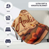 Japanese Capsule Bedroom Interior with Warm Lighting Modern Living  Personalised Custom Name Super Soft Fleece Blanket Bed Sofa Throw