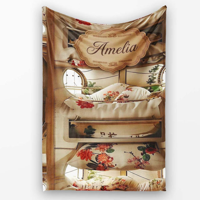 Luxury Capsule Bed Pods with Floral Bedding and Soft Lighting Design  Personalised Custom Name Super Soft Fleece Blanket Bed Sofa Throw