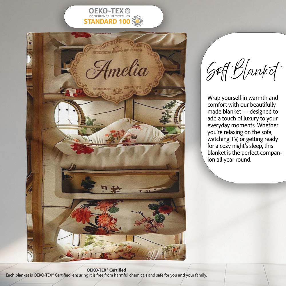 Luxury Capsule Bed Pods with Floral Bedding and Soft Lighting Design  Personalised Custom Name Super Soft Fleece Blanket Bed Sofa Throw