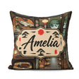 Custom Name Modern Japanese Capsule Interior with Wooden Details Square Filled Cushion Throw Pillow Sofa Bed Home Decor Zip Washable UK Made