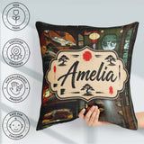 Custom Name Modern Japanese Capsule Interior with Wooden Details Square Filled Cushion Throw Pillow Sofa Bed Home Decor Zip Washable UK Made