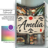 Modern Japanese Capsule Hotel Interior with Wooden Details Compact  Personalised Custom Name Super Soft Fleece Blanket Bed Sofa Throw