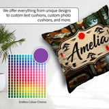 Custom Name Modern Japanese Capsule Interior with Wooden Details Square Filled Cushion Throw Pillow Sofa Bed Home Decor Zip Washable UK Made