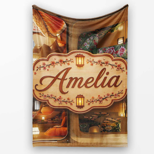 Capsule Living Pods with Decorative Interiors Contemporary Japanese  Personalised Custom Name Super Soft Fleece Blanket Bed Sofa Throw