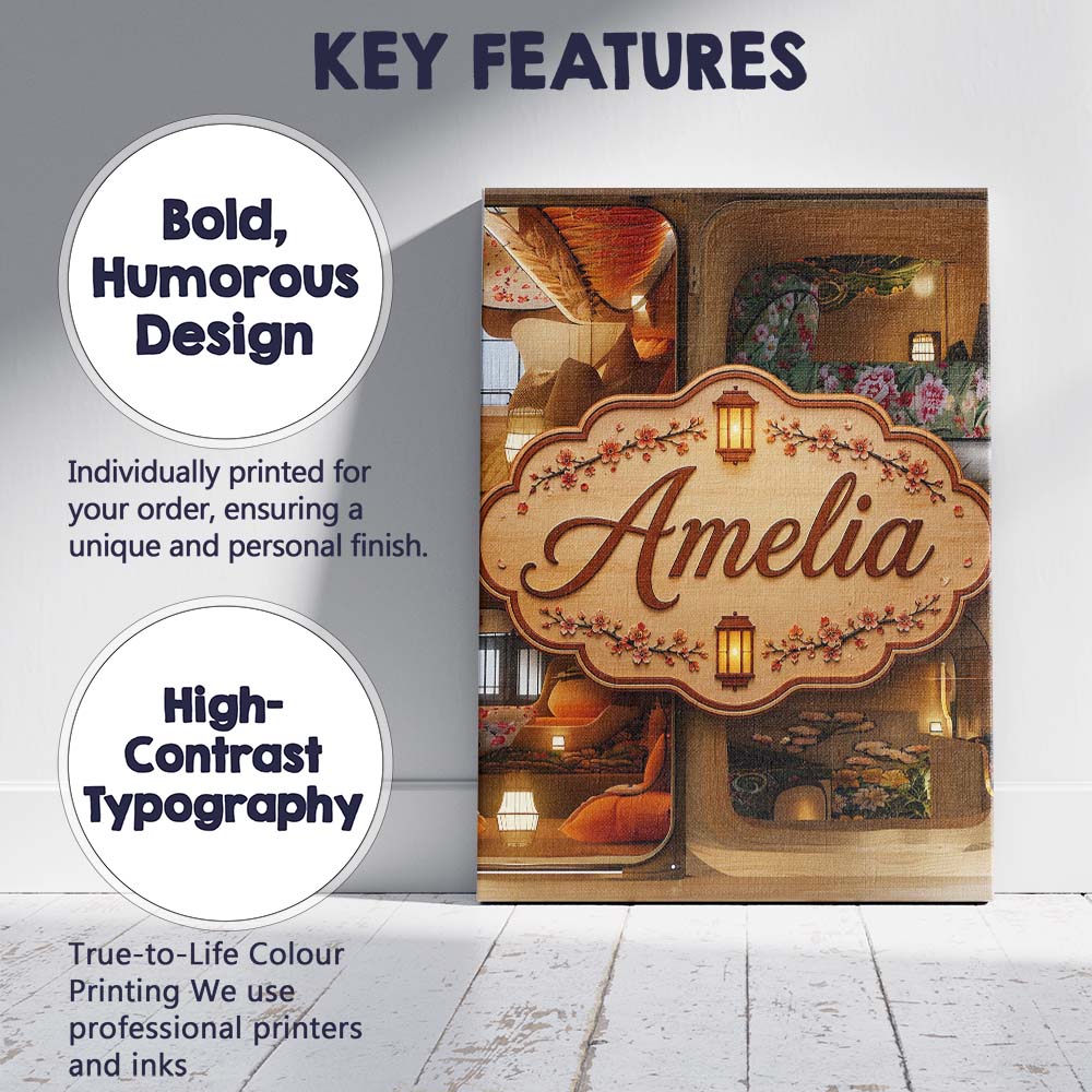 Personalised Name Capsule Living Pods with Custom  Unique Gift Idea Elegant Feature Canvas Wall Art Print Decor Picture Ready to Hang