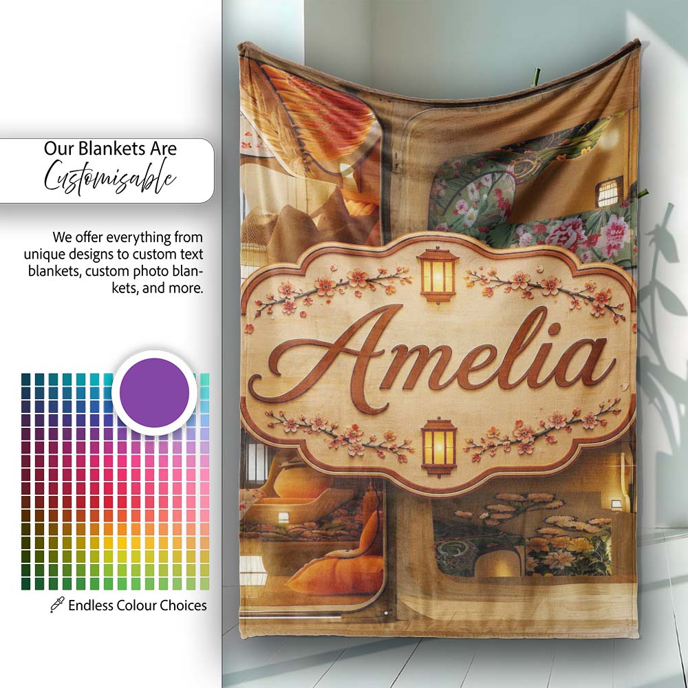 Capsule Living Pods with Decorative Interiors Contemporary Japanese  Personalised Custom Name Super Soft Fleece Blanket Bed Sofa Throw