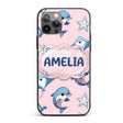 Cute Dolphin Stingray Starfish Cartoon Sea Life Custom Name Protective Phone Case Mobile Cover Durable Everyday Smartphone Shock Resistant