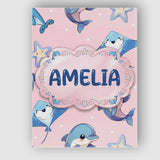 Personalised Name Cute Dolphin Stingray Starfish Cartoon Sea Life Custom  Bespoke Canvas Wall Art Print Decor Picture Ready to Hang