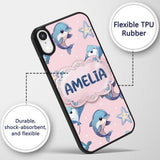 Cute Dolphin Stingray Starfish Cartoon Sea Life Custom Name Protective Phone Case Mobile Cover Durable Everyday Smartphone Shock Resistant