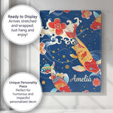 Personalised Name Elegant Japanese Koi Fish Custom  Bespoke Interior Contemporary Canvas Wall Art Print Decor Picture Ready to Hang