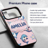 Cute Dolphin Stingray Starfish Cartoon Sea Life Custom Name Protective Phone Case Mobile Cover Durable Everyday Smartphone Shock Resistant