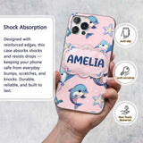 Cute Dolphin Stingray Starfish Cartoon Sea Life Custom Name Protective Phone Case Mobile Cover Durable Everyday Smartphone Shock Resistant