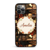 Artistic Cat with Red Flowers in Japanese Style Custom Name Protective Phone Case Mobile Cover Durable Everyday Smartphone Shock Resistant