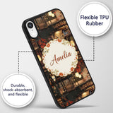 Artistic Cat with Red Flowers in Japanese Style Custom Name Protective Phone Case Mobile Cover Durable Everyday Smartphone Shock Resistant