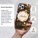 Artistic Cat with Red Flowers in Japanese Style Custom Name Protective Phone Case Mobile Cover Durable Everyday Smartphone Shock Resistant