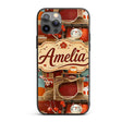 Cute Cartoon Cats with Cherry Printed Design Custom Name Protective Phone Case Mobile Cover Durable Everyday Smartphone Shock Resistant
