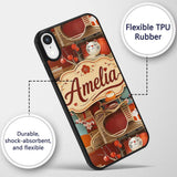 Cute Cartoon Cats with Cherry Printed Design Custom Name Protective Phone Case Mobile Cover Durable Everyday Smartphone Shock Resistant