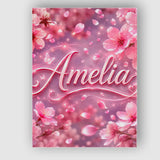 Personalised Name Dreamy Pink Cherry Custom Premium Decorative Design Modern Room Accent Canvas Wall Art Print Decor Picture Ready to Hang