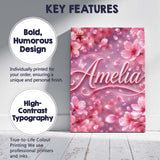Personalised Name Dreamy Pink Cherry Custom Premium Decorative Design Modern Room Accent Canvas Wall Art Print Decor Picture Ready to Hang